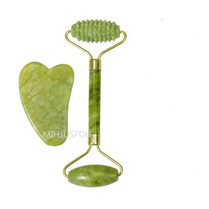 Natural Jade Roller & Gua Sha Massager – Face, Neck & Body Stone Massage Tool