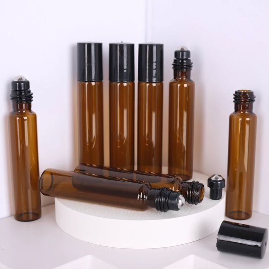 8-Piece Glass Roller Perfume & Essential Oil Bottles | 5ml & 10ml Refillable Set