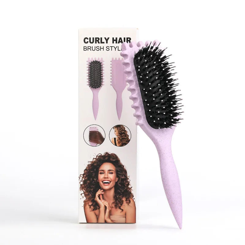 Curly Hair Styling Brush – Nylon Bristle Detangling & Volumizing Comb for All Hair Types