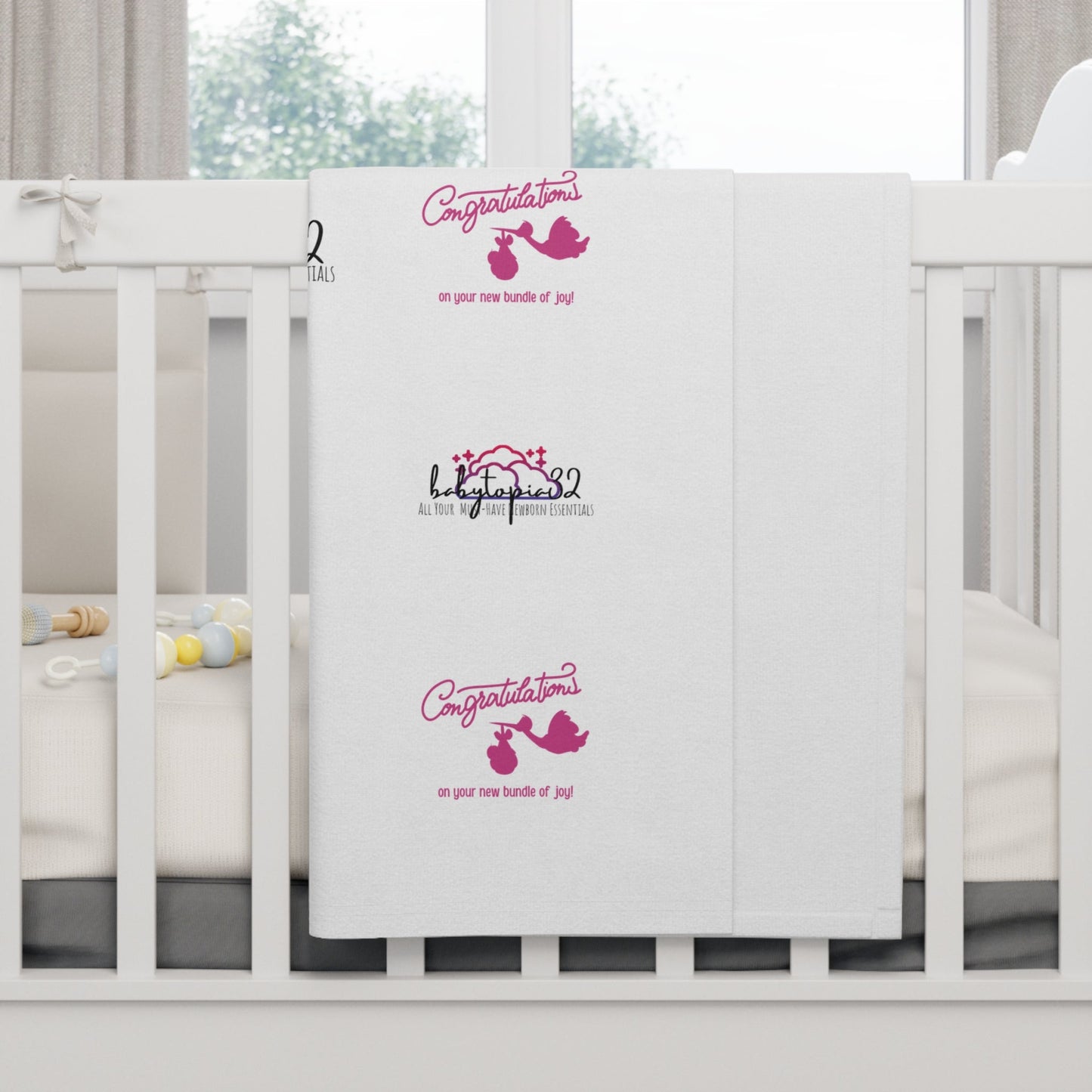 New Baby Girl Pink Congratulations Blanket — 30×40" Soft Fleece Newborn Gift - Babytopia32