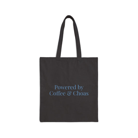 Powered by Coffee and Chaos Tote Bag | Minimalist Coffee Quote - Babytopia32