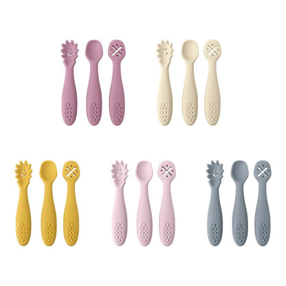 3-Piece Silicone Baby Learning Spoon Set — Soft Weaning Cutlery & Toddler Feeding Utensils | CE Certified - Babytopia32