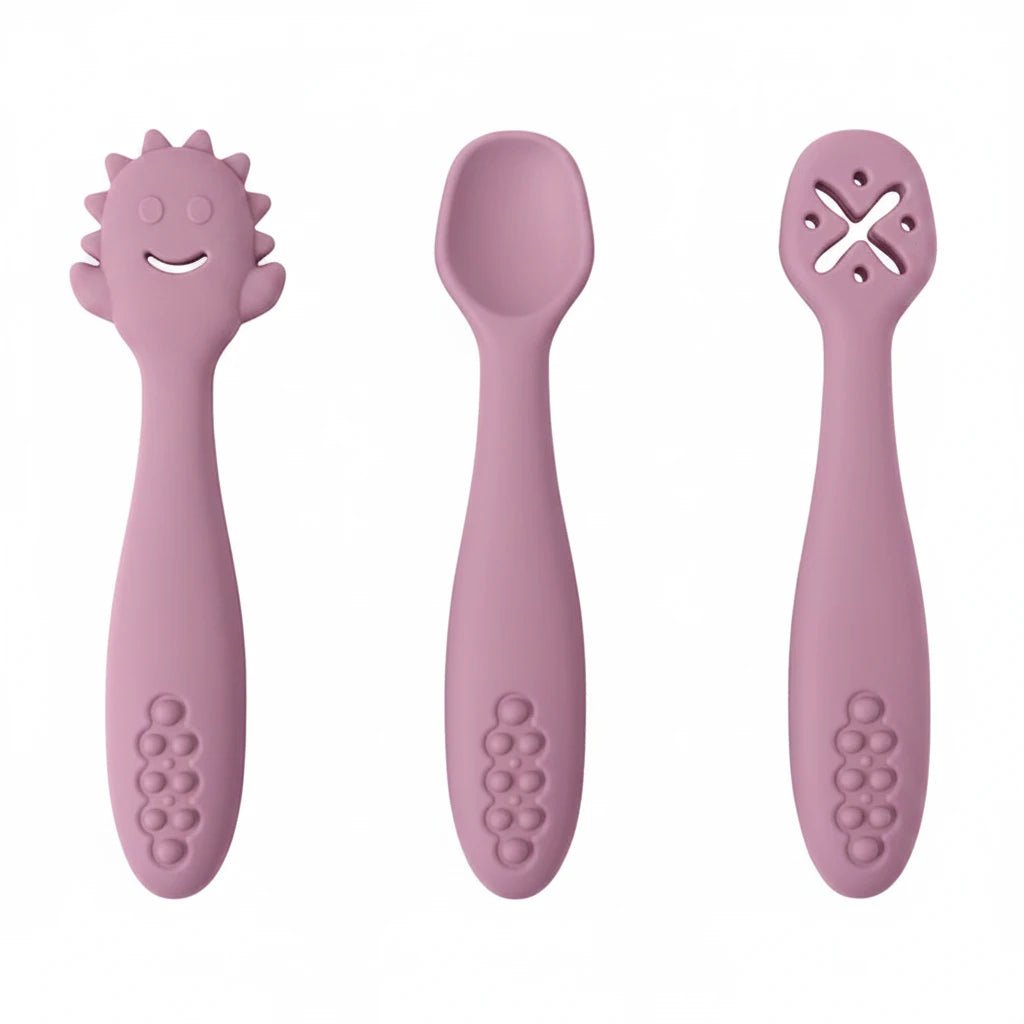 3-Piece Silicone Baby Learning Spoon Set — Soft Weaning Cutlery & Toddler Feeding Utensils | CE Certified - Babytopia32