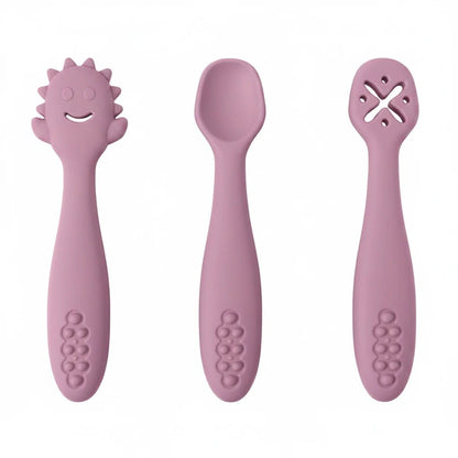 3-Piece Silicone Baby Learning Spoon Set — Soft Weaning Cutlery & Toddler Feeding Utensils | CE Certified - Babytopia32