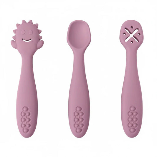 3-Piece Silicone Baby Learning Spoon Set — Soft Weaning Cutlery & Toddler Feeding Utensils | CE Certified - Babytopia32
