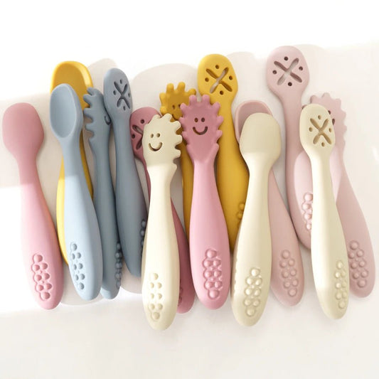 3-Piece Silicone Baby Learning Spoon Set — Soft Weaning Cutlery & Toddler Feeding Utensils | CE Certified - Babytopia32