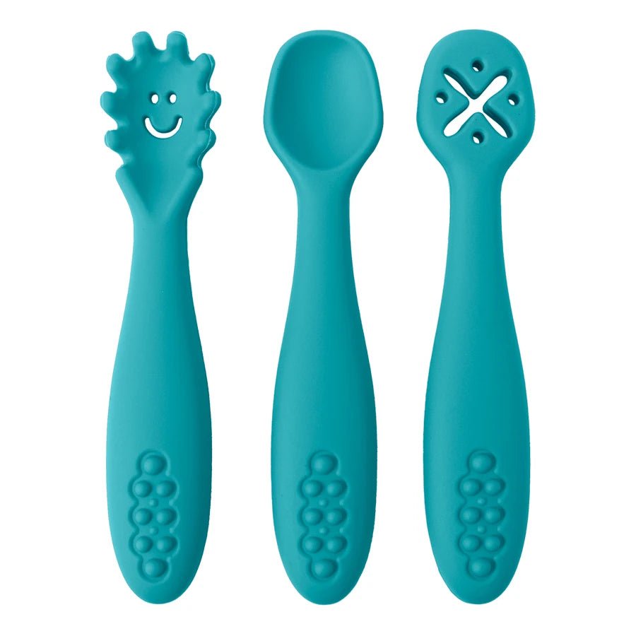 3-Piece Silicone Baby Learning Spoon Set — Soft Weaning Cutlery & Toddler Feeding Utensils | CE Certified - Babytopia32