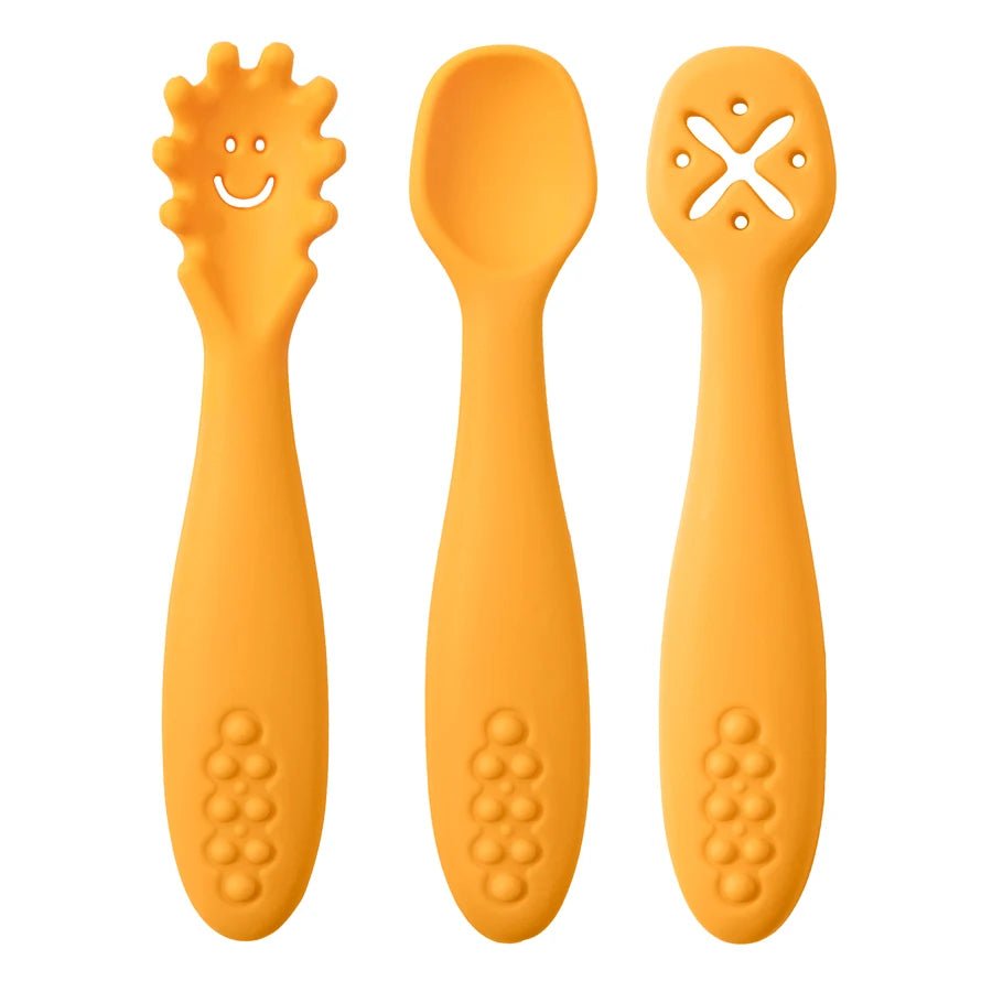 3-Piece Silicone Baby Learning Spoon Set — Soft Weaning Cutlery & Toddler Feeding Utensils | CE Certified - Babytopia32