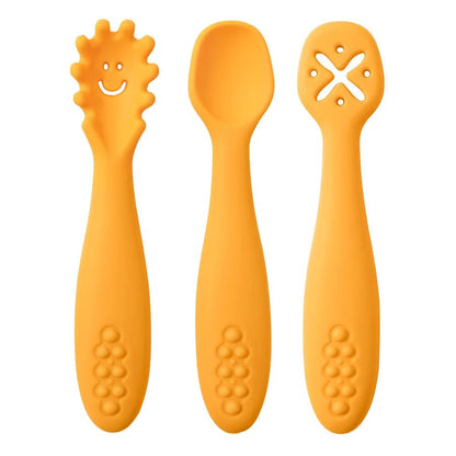 3-Piece Silicone Baby Learning Spoon Set — Soft Weaning Cutlery & Toddler Feeding Utensils | CE Certified - Babytopia32