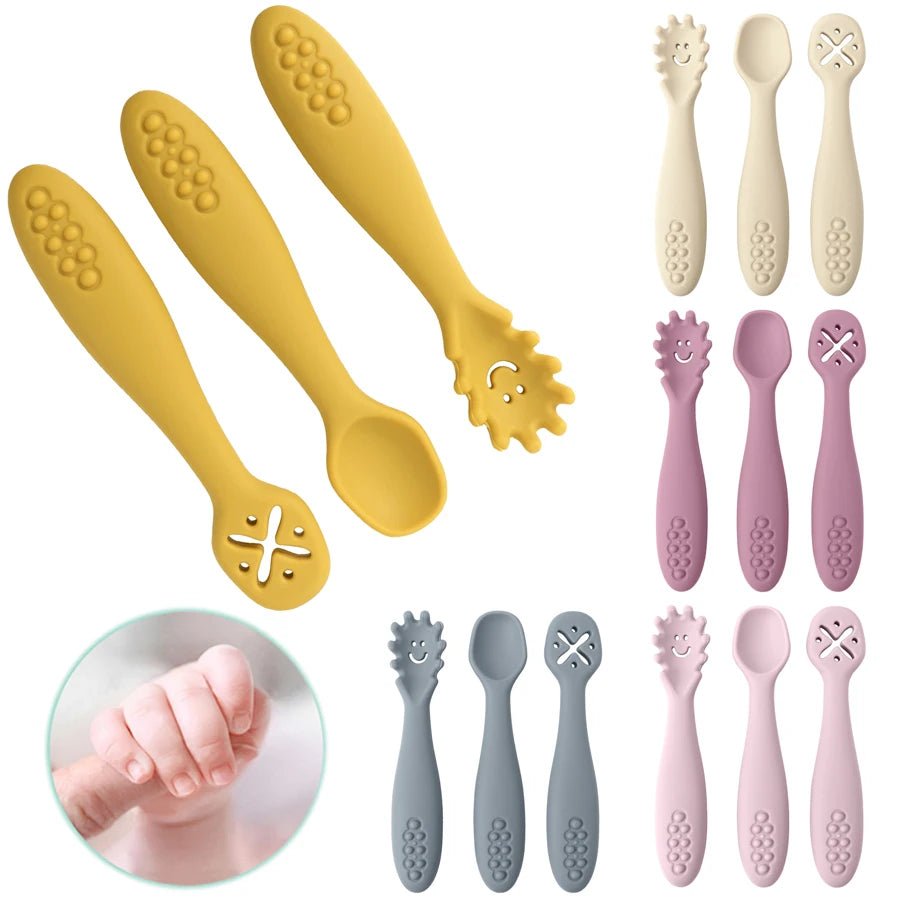 3-Piece Silicone Baby Learning Spoon Set — Soft Weaning Cutlery & Toddler Feeding Utensils | CE Certified - Babytopia32