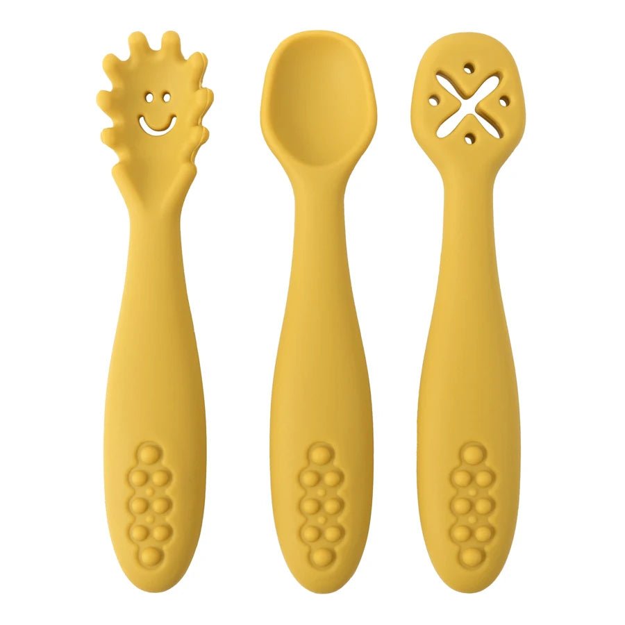 3-Piece Silicone Baby Learning Spoon Set — Soft Weaning Cutlery & Toddler Feeding Utensils | CE Certified - Babytopia32