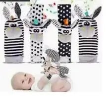 4-Piece Baby Rattle Socks & Wrist Strap Set — Animal Foot Socks & Bug Wrist Rattles for Babies 0–12 Months - Babytopia32