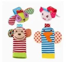 4-Piece Baby Rattle Socks & Wrist Strap Set — Animal Foot Socks & Bug Wrist Rattles for Babies 0–12 Months - Babytopia32