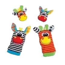 4-Piece Baby Rattle Socks & Wrist Strap Set — Animal Foot Socks & Bug Wrist Rattles for Babies 0–12 Months - Babytopia32