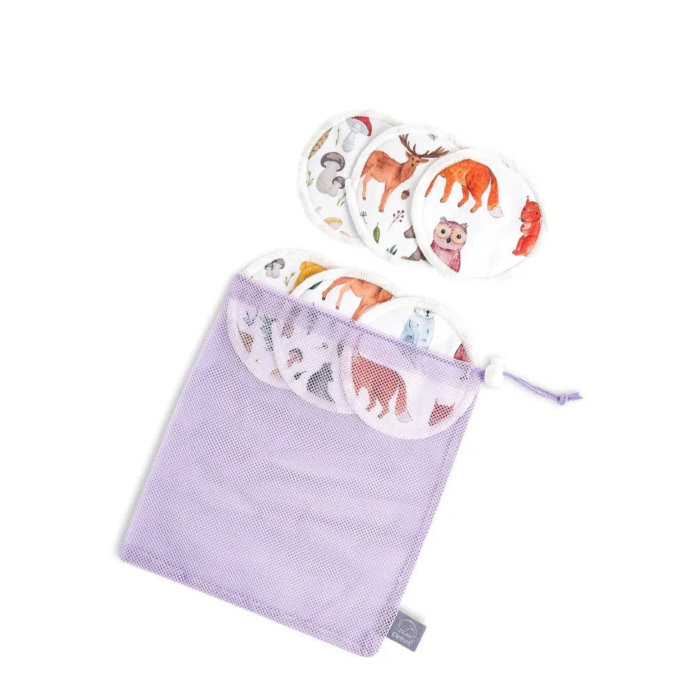 Elinfant Bamboo Nursing Pads 6-Pack | Washable, Waterproof Breast Pads with Laundry Bag