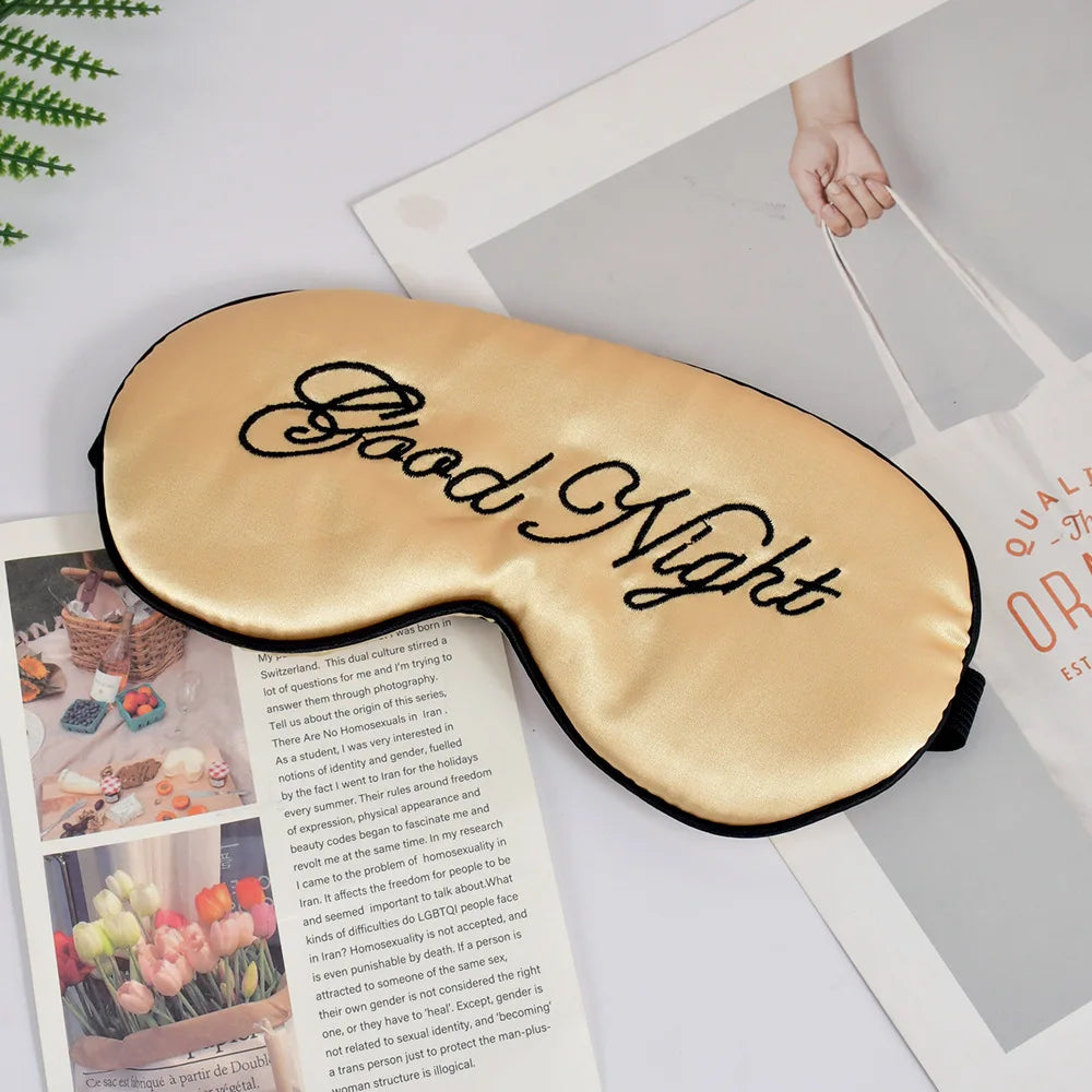 Embroidered Silk Sleep Mask – Soft Blackout Eye Mask with Adjustable Strap for Sleep & Travel