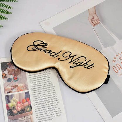 Embroidered Silk Sleep Mask – Soft Blackout Eye Mask with Adjustable Strap for Sleep & Travel