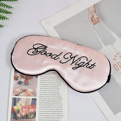Embroidered Silk Sleep Mask – Soft Blackout Eye Mask with Adjustable Strap for Sleep & Travel