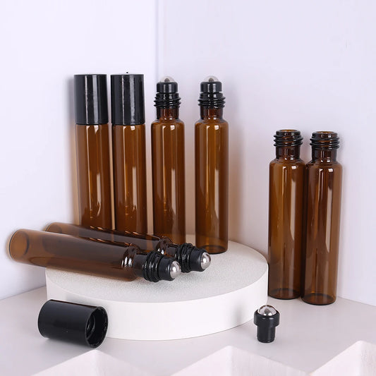 8-Piece Glass Roller Perfume & Essential Oil Bottles | 5ml & 10ml Refillable Set