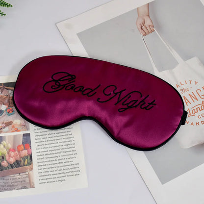 Embroidered Silk Sleep Mask – Soft Blackout Eye Mask with Adjustable Strap for Sleep & Travel