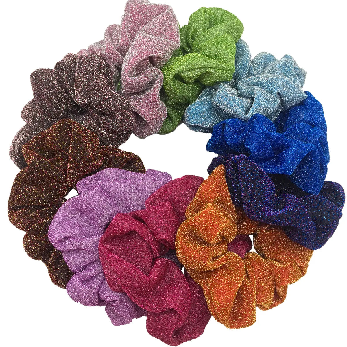 Sparkly Sequin Scrunchies for Women & Girls – 10-Pack Hair Ties