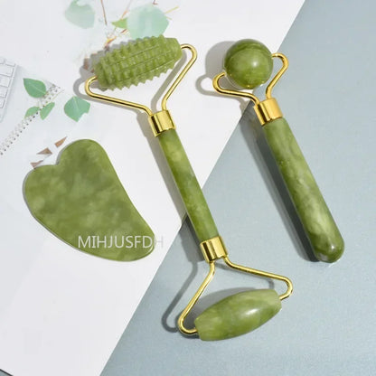 Natural Jade Roller & Gua Sha Massager – Face, Neck & Body Stone Massage Tool