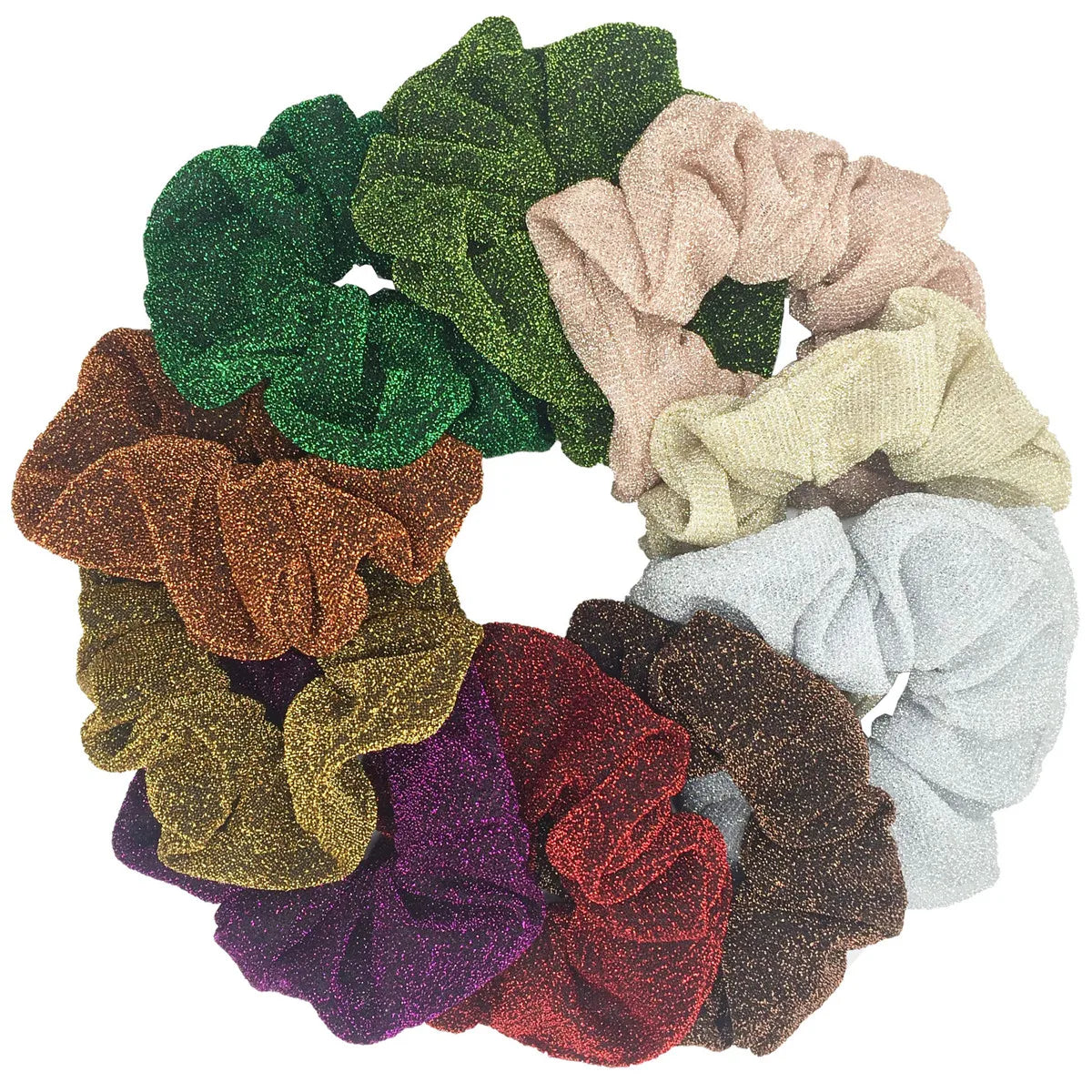 Sparkly Sequin Scrunchies for Women & Girls – 10-Pack Hair Ties