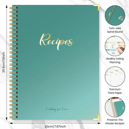 Hardcover Recipe Book | Holds Up to 80 Recipes | Personal & Family Keepsake