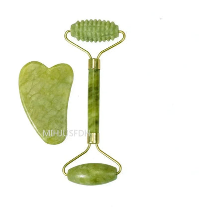 Natural Jade Roller & Gua Sha Massager – Face, Neck & Body Stone Massage Tool
