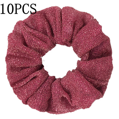 Sparkly Sequin Scrunchies for Women & Girls – 10-Pack Hair Ties