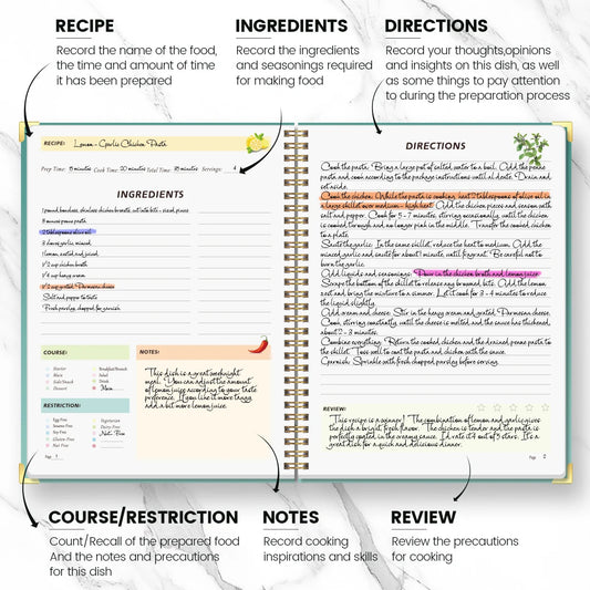 Hardcover Recipe Book | Holds Up to 80 Recipes | Personal & Family Keepsake