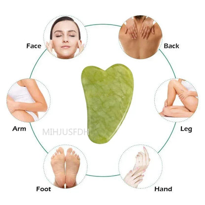 Natural Jade Roller & Gua Sha Massager – Face, Neck & Body Stone Massage Tool