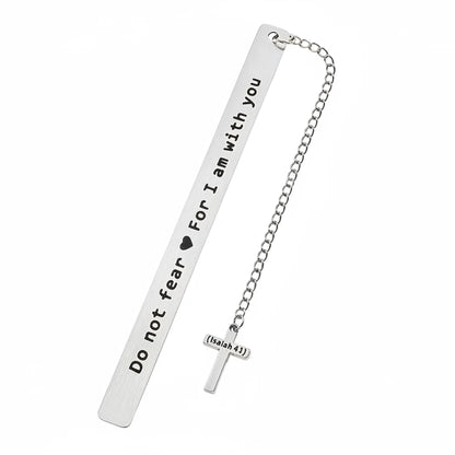 Silver pendant with chain and engraved text, shown with measurements on a white background