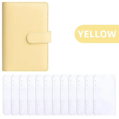 PU Leather Budget Binder | A6 Cash Envelope Wallet with Zipper Pockets | Money Saving Planner