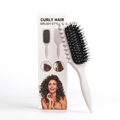 Curly Hair Styling Brush – Nylon Bristle Detangling & Volumizing Comb for All Hair Types