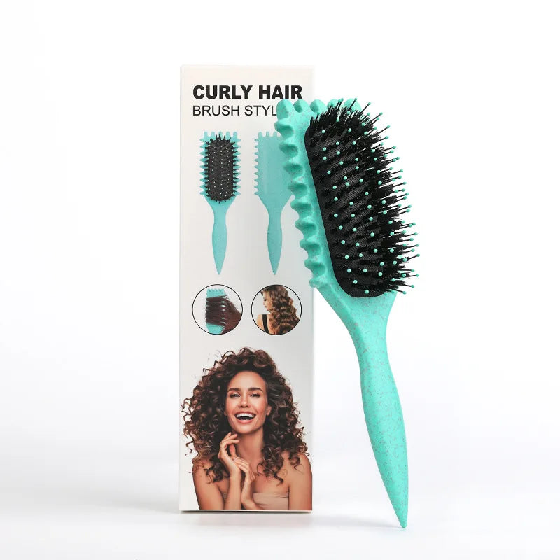 Curly Hair Styling Brush – Nylon Bristle Detangling & Volumizing Comb for All Hair Types