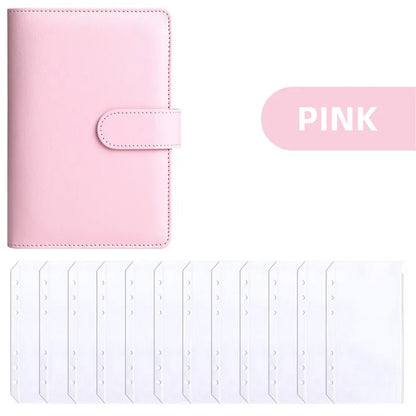 PU Leather Budget Binder | A6 Cash Envelope Wallet with Zipper Pockets | Money Saving Planner