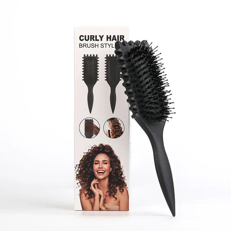 Curly Hair Styling Brush – Nylon Bristle Detangling & Volumizing Comb for All Hair Types