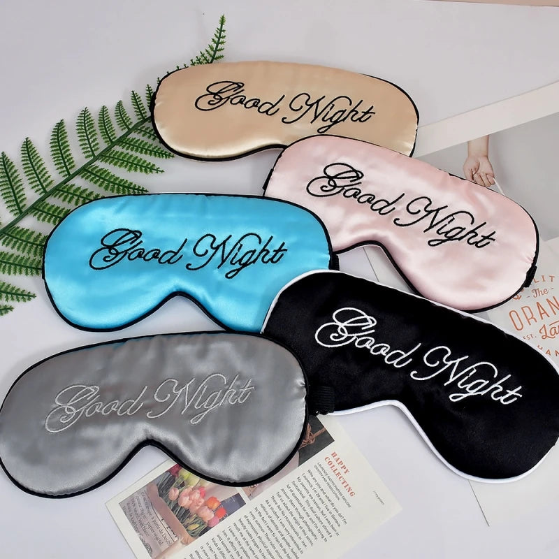 Embroidered Silk Sleep Mask – Soft Blackout Eye Mask with Adjustable Strap for Sleep & Travel