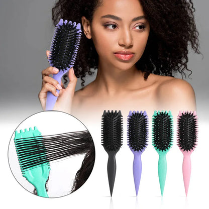 Curly Hair Styling Brush – Nylon Bristle Detangling & Volumizing Comb for All Hair Types