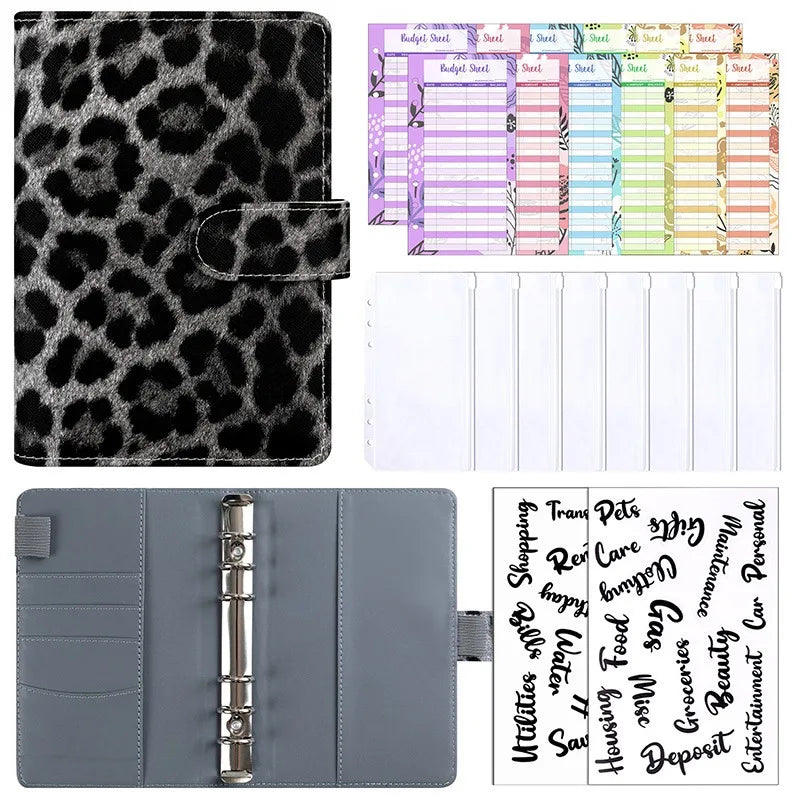 PU Leather Budget Binder | A6 Cash Envelope Wallet with Zipper Pockets | Money Saving Planner