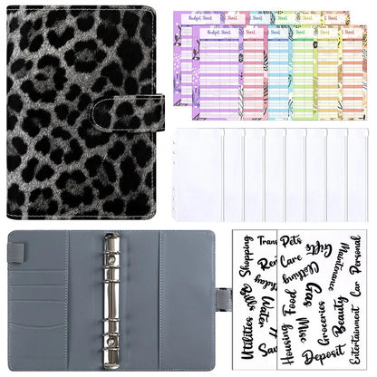PU Leather Budget Binder | A6 Cash Envelope Wallet with Zipper Pockets | Money Saving Planner