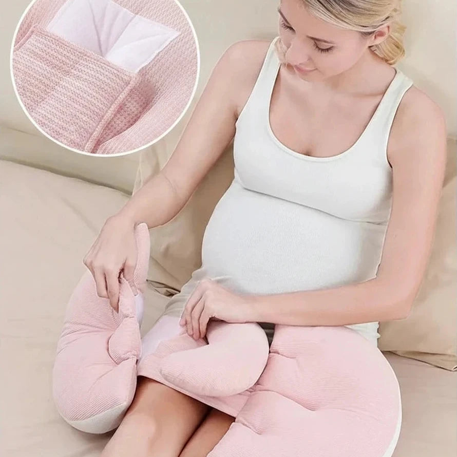 Pregnancy Pillow with Free Auxiliary Pillow – Cotton Waist & Body Support for Pregnant Women