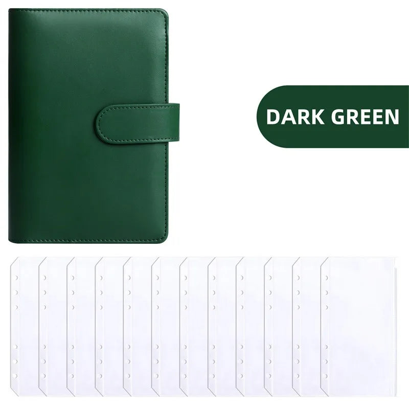 PU Leather Budget Binder | A6 Cash Envelope Wallet with Zipper Pockets | Money Saving Planner