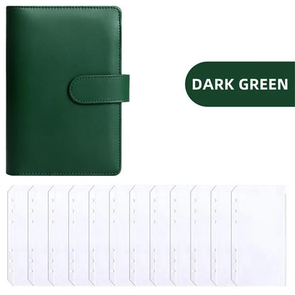 PU Leather Budget Binder | A6 Cash Envelope Wallet with Zipper Pockets | Money Saving Planner