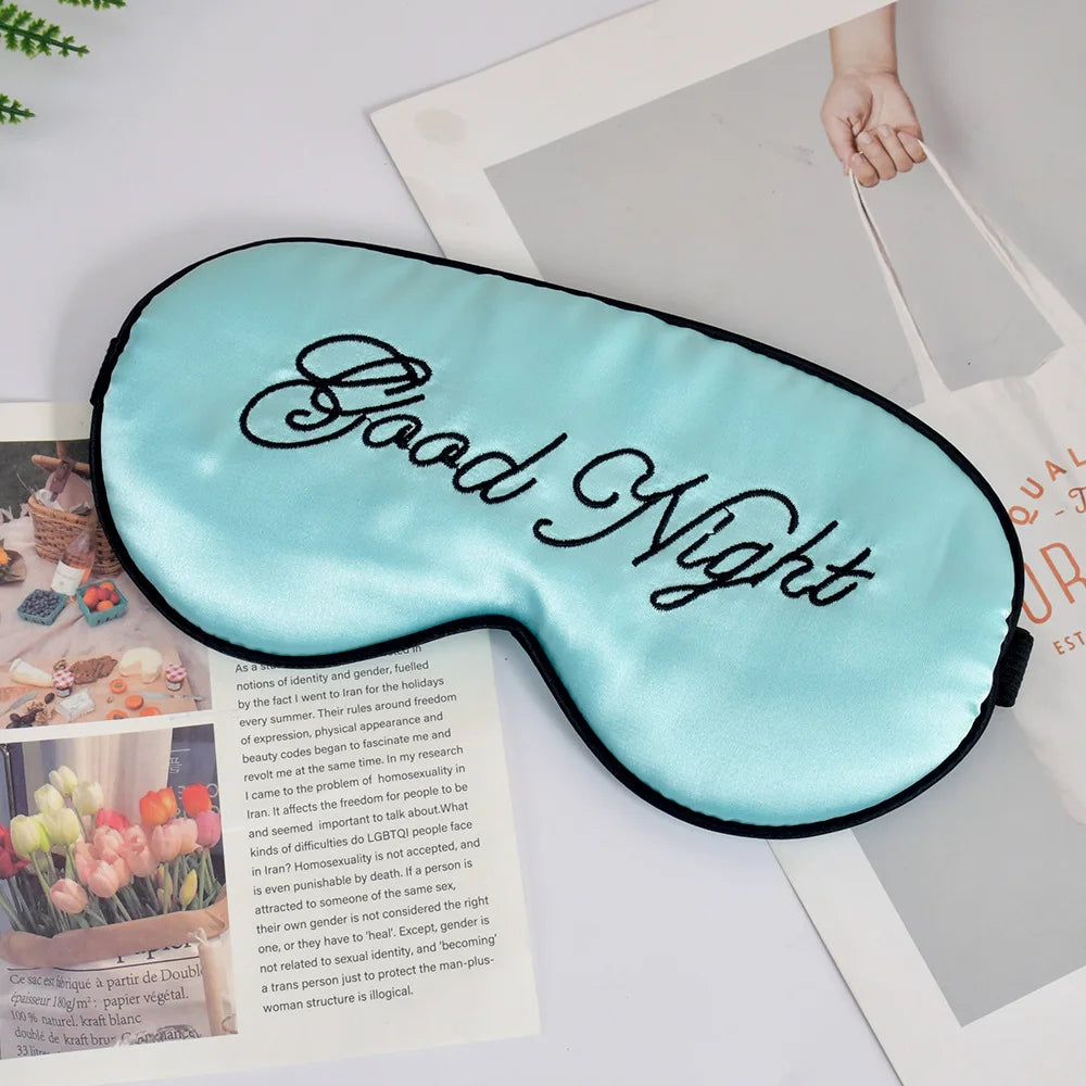 Embroidered Silk Sleep Mask – Soft Blackout Eye Mask with Adjustable Strap for Sleep & Travel