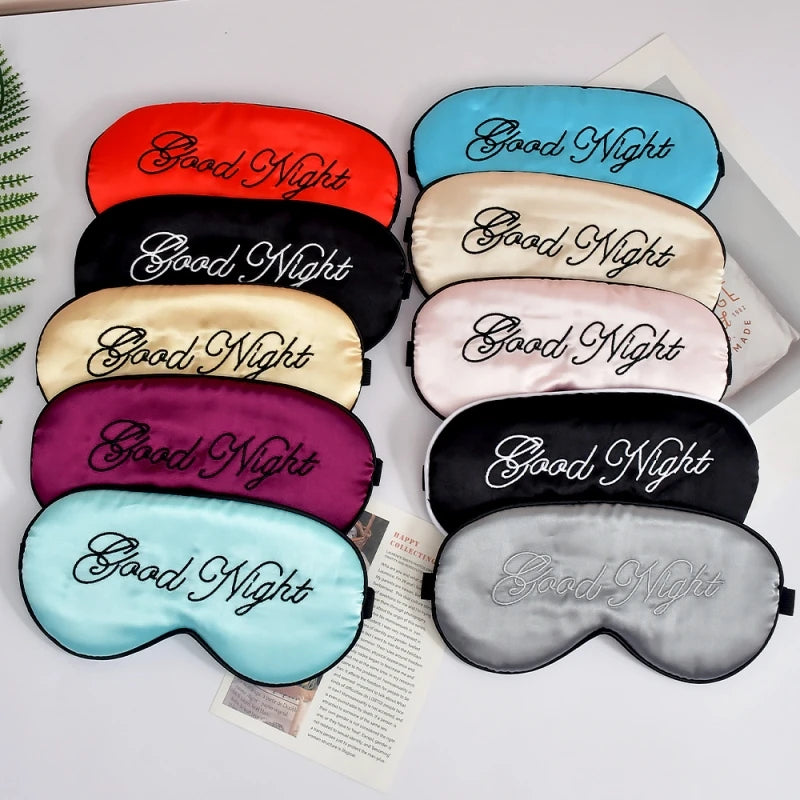 Embroidered Silk Sleep Mask – Soft Blackout Eye Mask with Adjustable Strap for Sleep & Travel