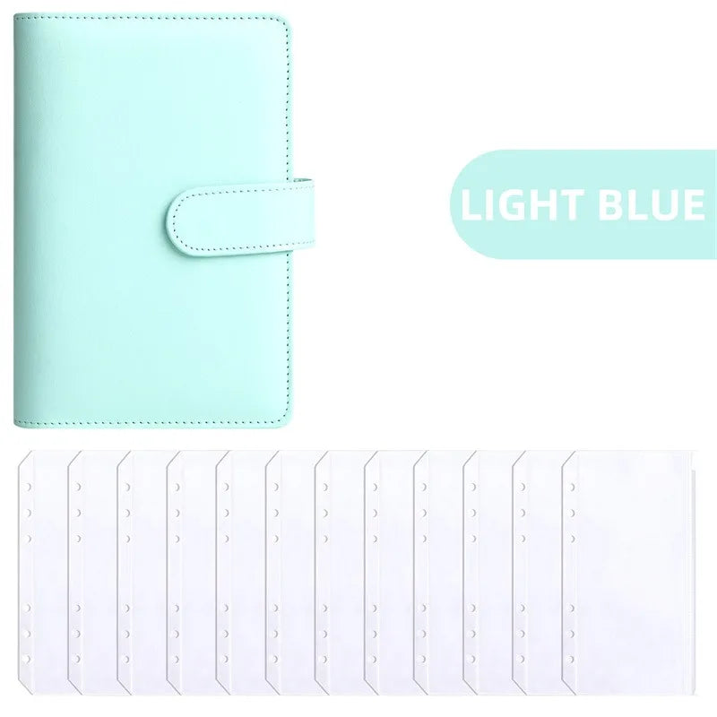PU Leather Budget Binder | A6 Cash Envelope Wallet with Zipper Pockets | Money Saving Planner