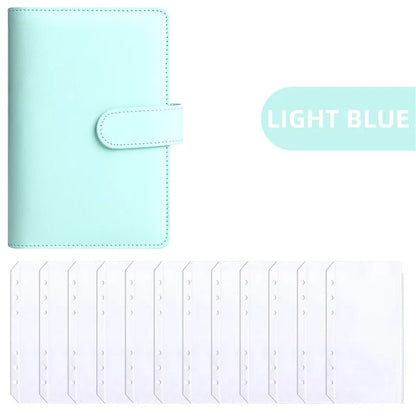PU Leather Budget Binder | A6 Cash Envelope Wallet with Zipper Pockets | Money Saving Planner
