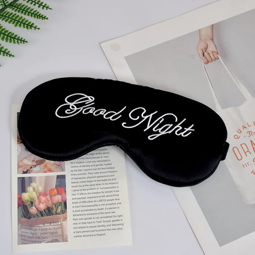Embroidered Silk Sleep Mask – Soft Blackout Eye Mask with Adjustable Strap for Sleep & Travel